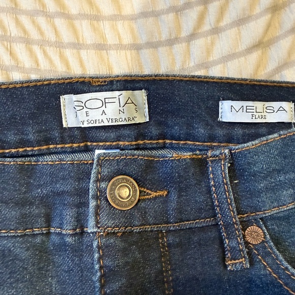 Sofia Vergara Womens Melisa Flare Jeans High Rise Dark Wash Stretch Size 4 - Picture 3 of 8